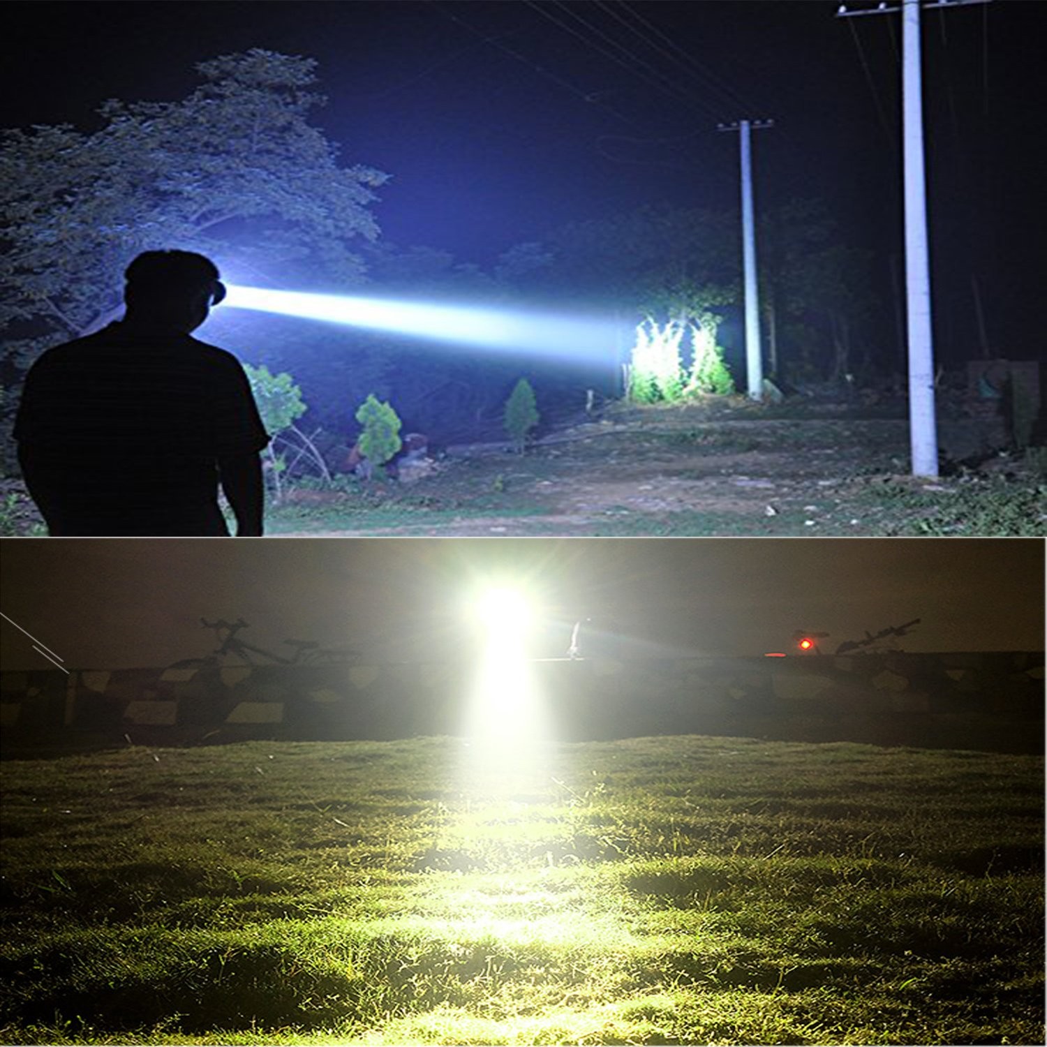 Super Bright Headlamp Rechargeable LED Spotlight with Battery Powered Headlig...