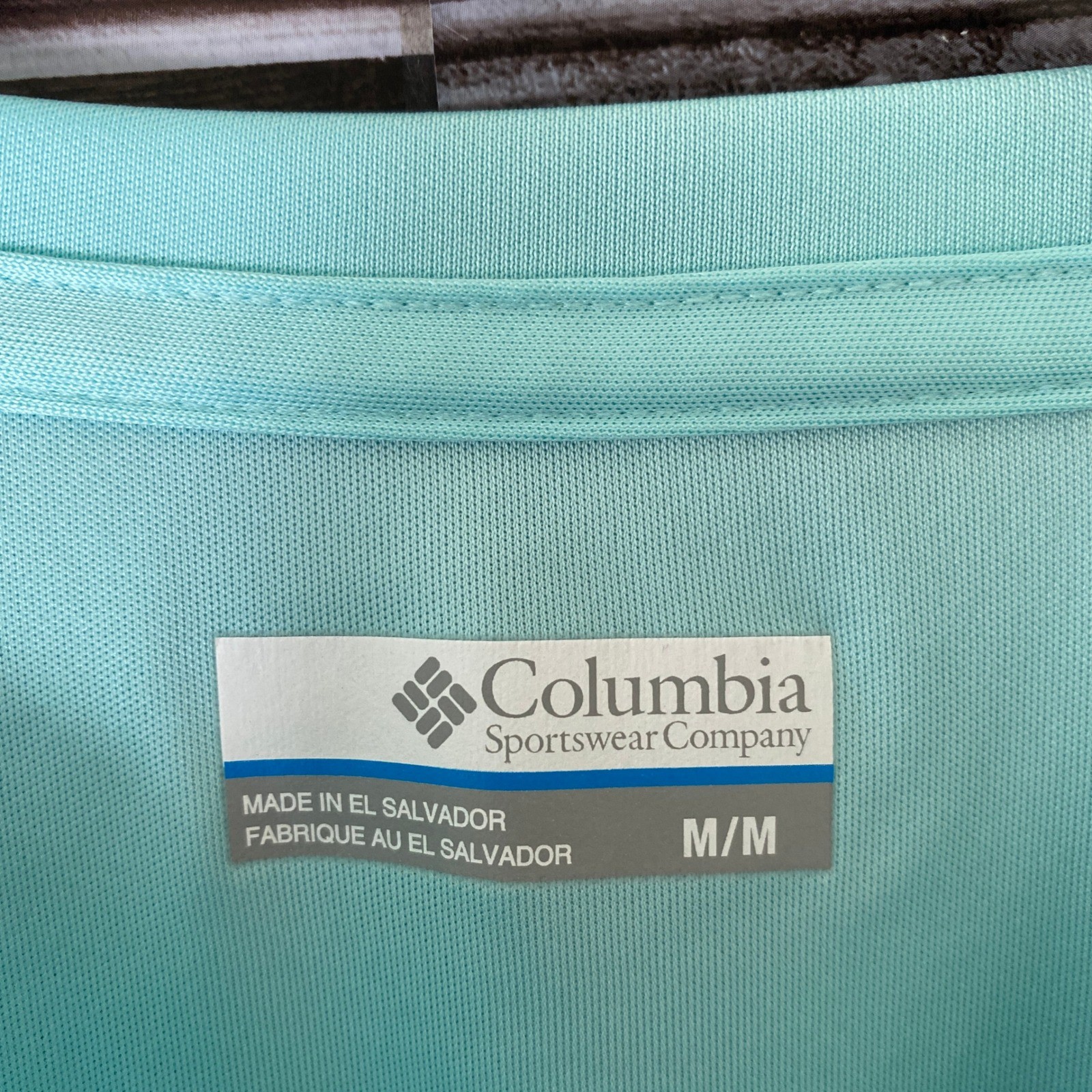 Columbia Men's Long-Sleeved Shirt Size Mint Green-Blue Logo