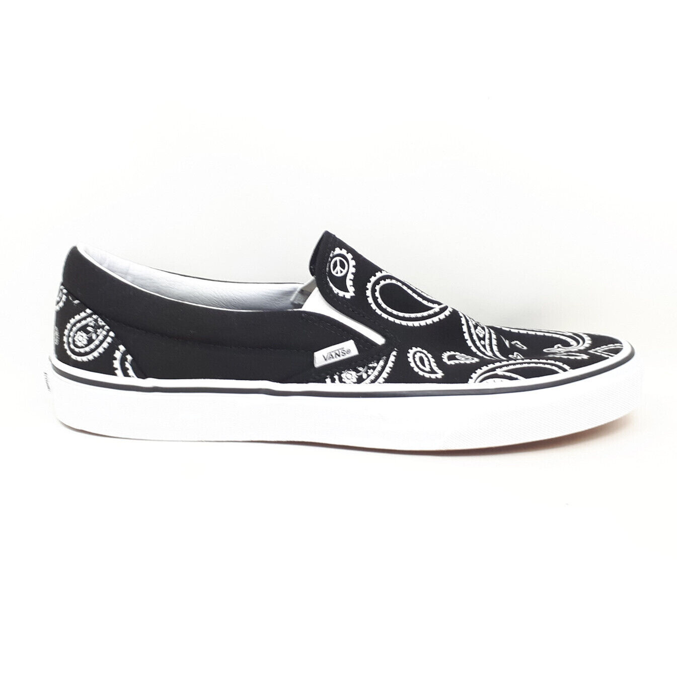 Vans Classic Slip On Peace Paisley Black Canvas Authentic Shoe Sneaker Mens Size