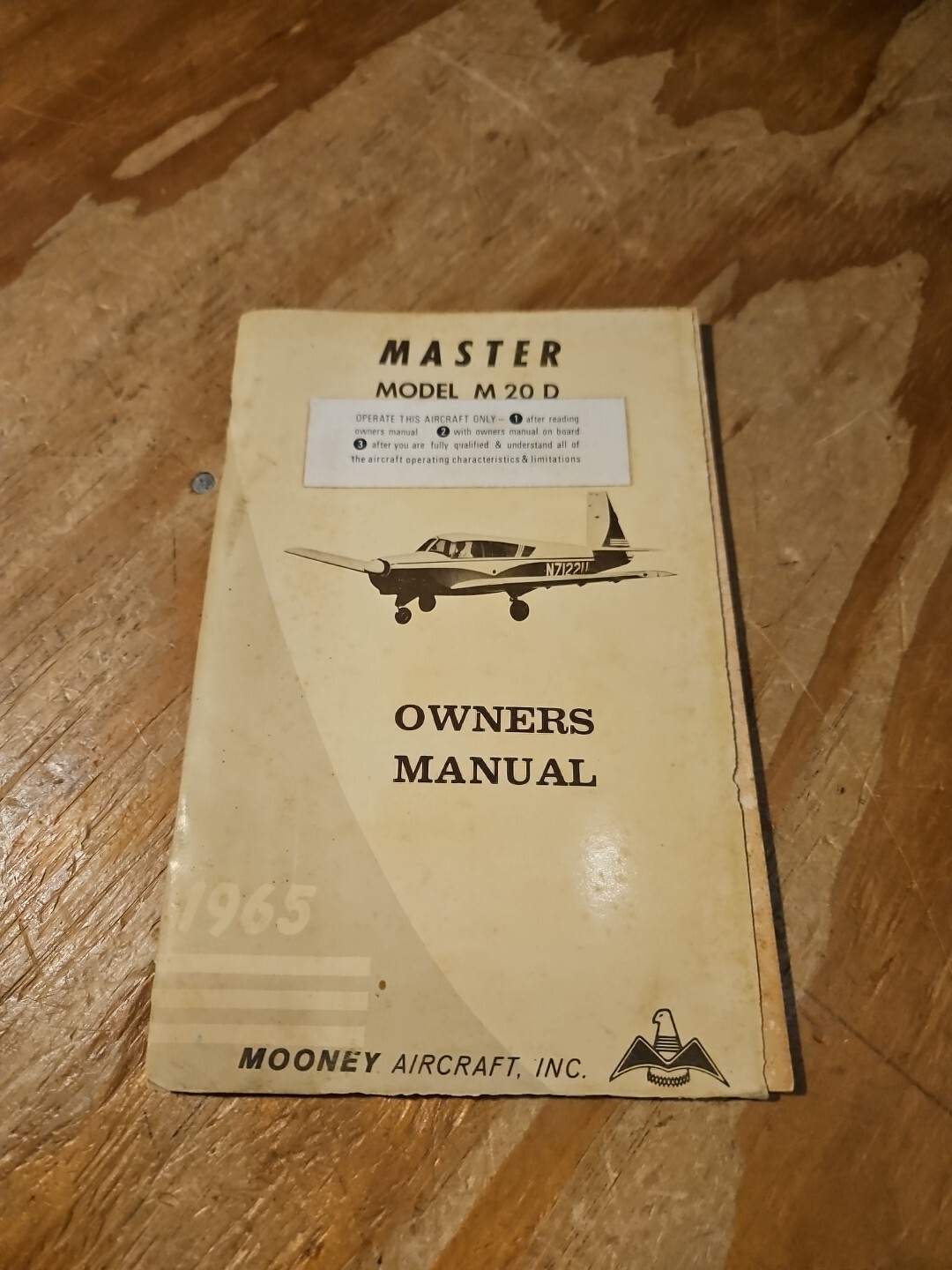 1965 Mooney Master Model M20D Owners  Manual