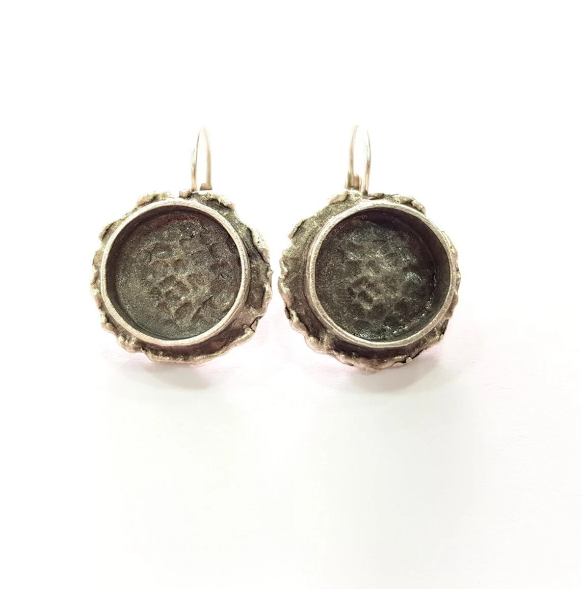 Earring Blank Base Settings Silver Resin Cabochon Base inlay Brass G14556