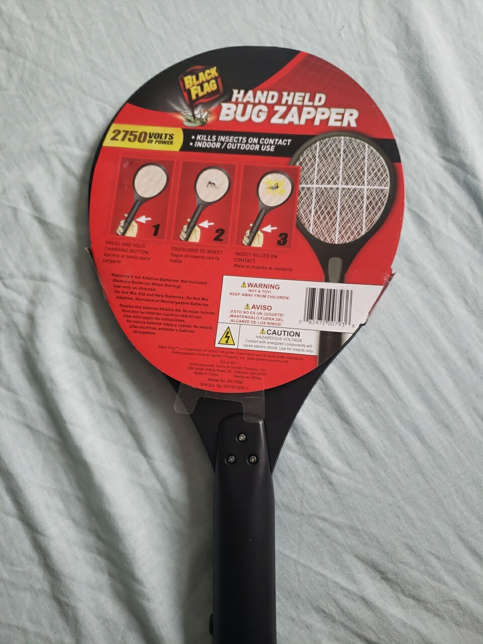 Eliminator Portable Handheld Insect Killer Racket, Require 2 AA Batteries Black.