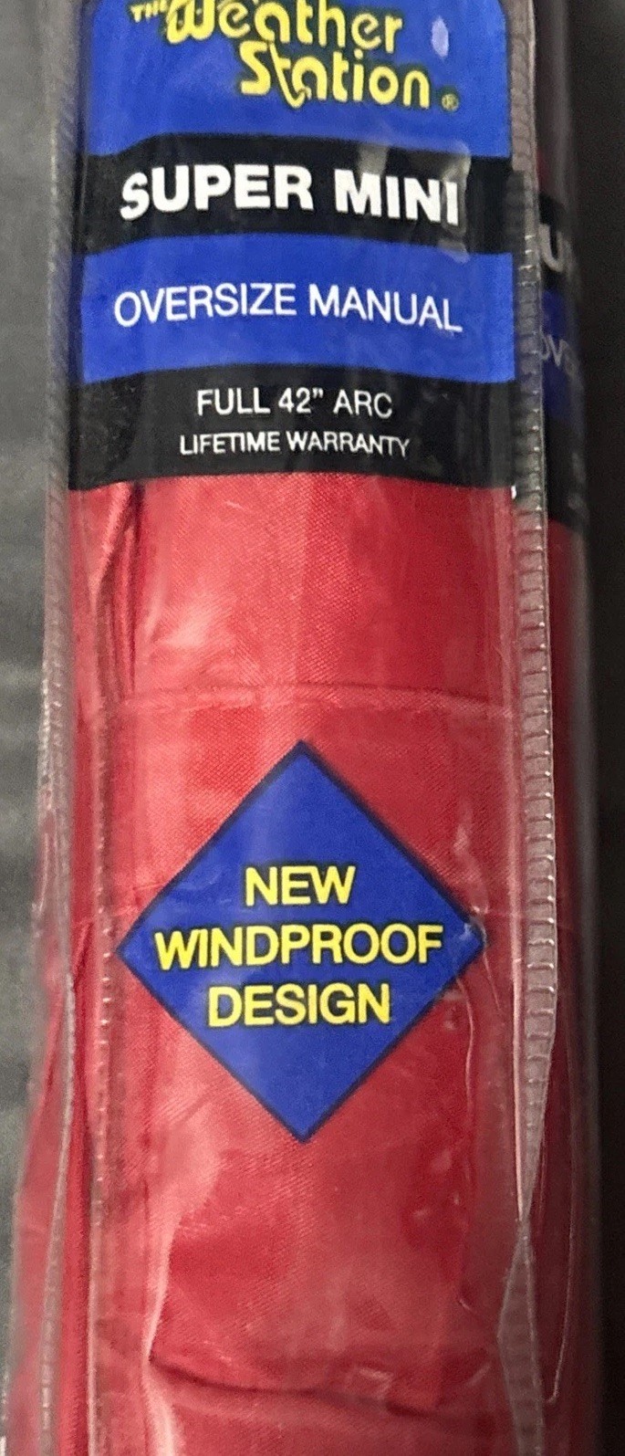 Manual “Super Mini” Windproof Umbrella-Red with Full 42" Arc