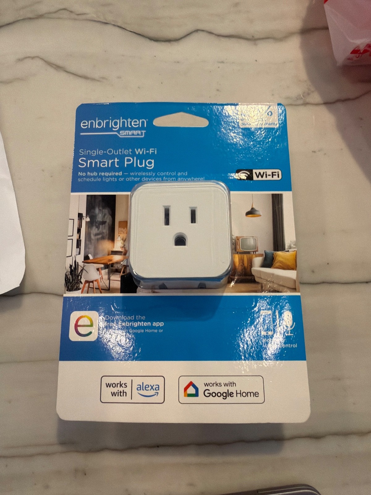 Enbrighten Mini Plug-In Wi-Fi Smart Switch Grounded Outlet No Hub Required 51511