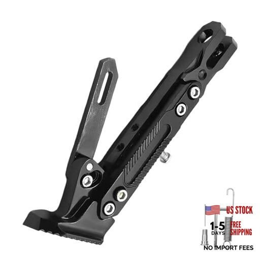 Motorcycle Kickstand, Adjustable Foot Single Stand Parking Kickstand, Aluminum