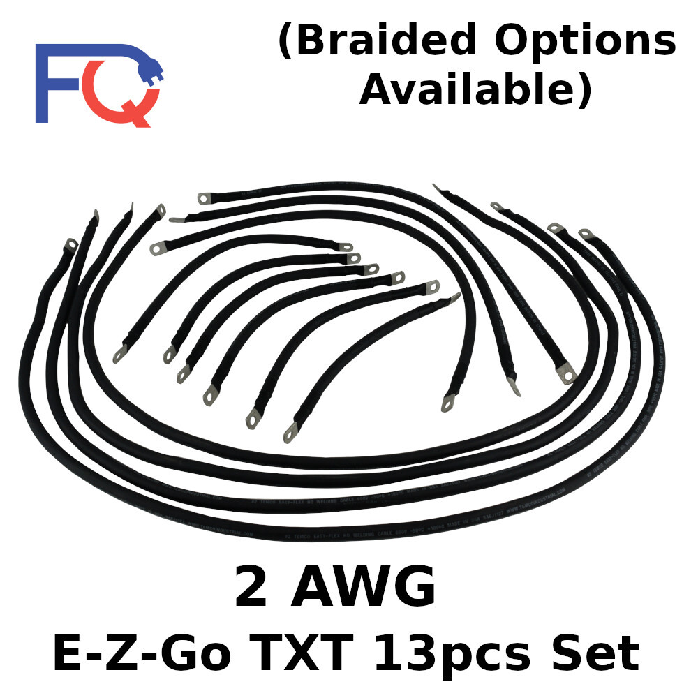 2 AWG Gauge E-Z-Go TXT 13 pcs Braided Golf Cart Battery Cable Black U.S.A Made