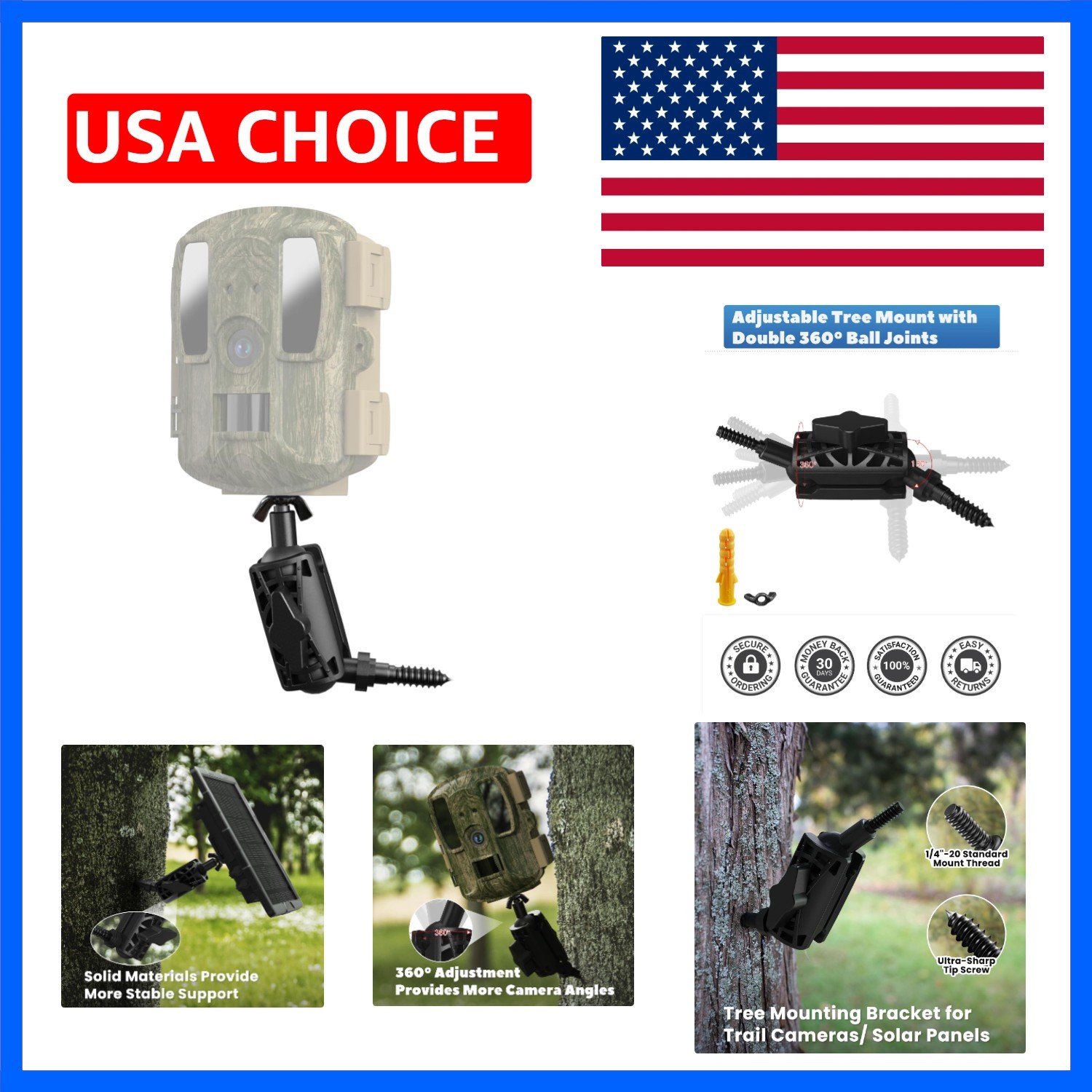 Adjustable Trail Camera Tree Mount: Game Camera Outdoor Mounting Bracket Hold...