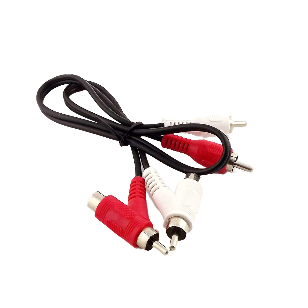 RCA Stereo Audio piggyback Cable 2x RCA Phono Male + 2x RCA Piggyback Cord 50cm