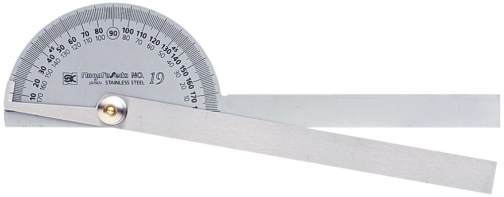 Niigata Seiki Protractor No 19 Silver Finish Two Arm Japan