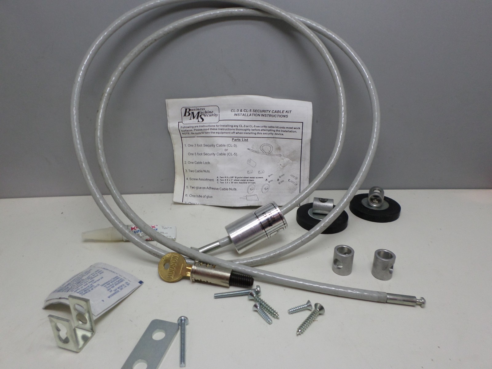 BMS Business Machine Security CL-3 Security Cable Kit Anti Theft Device Lock 3ft