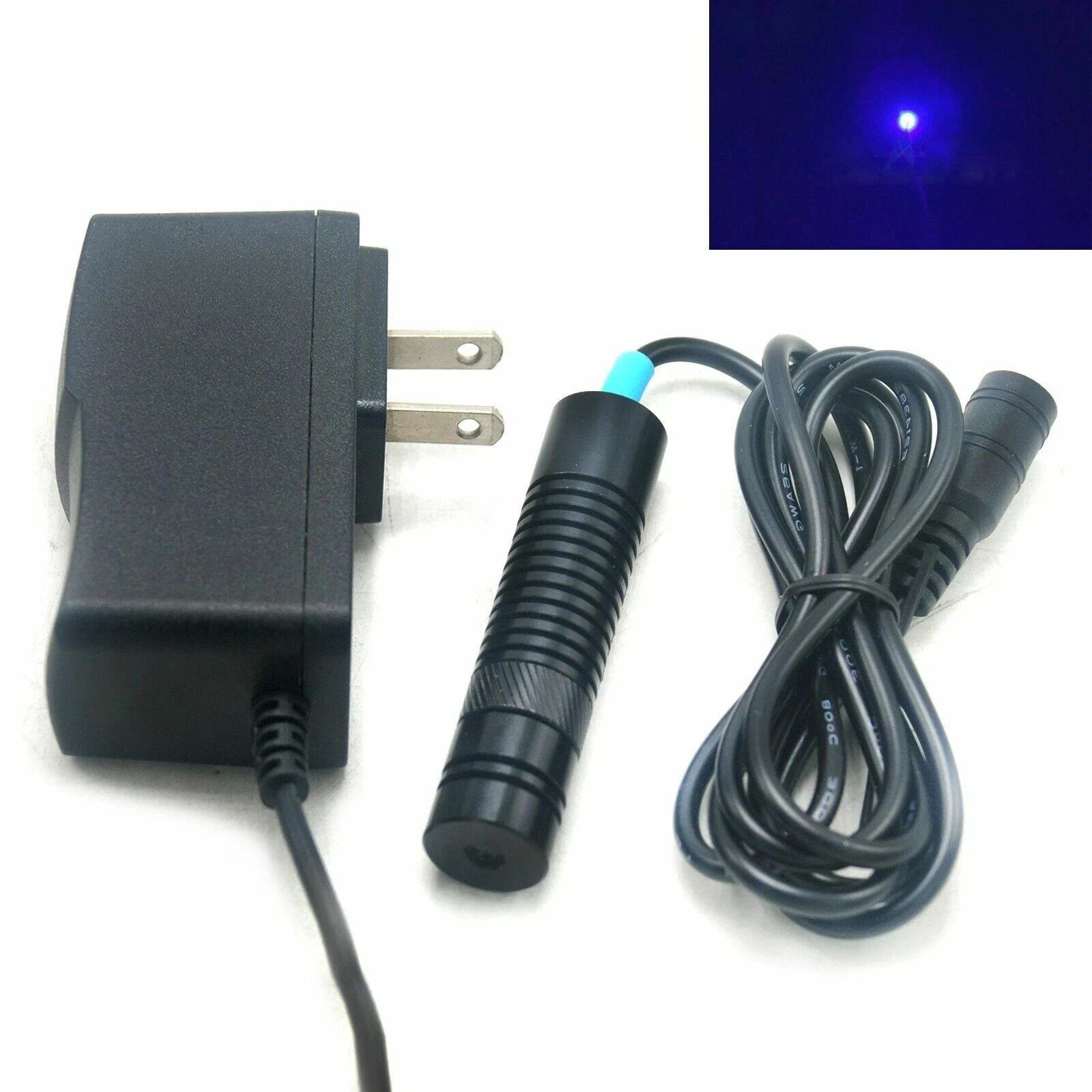 Focusable Blue 450nm 100mW Dot Laser Diode Module 16x68mm 5V Adapter