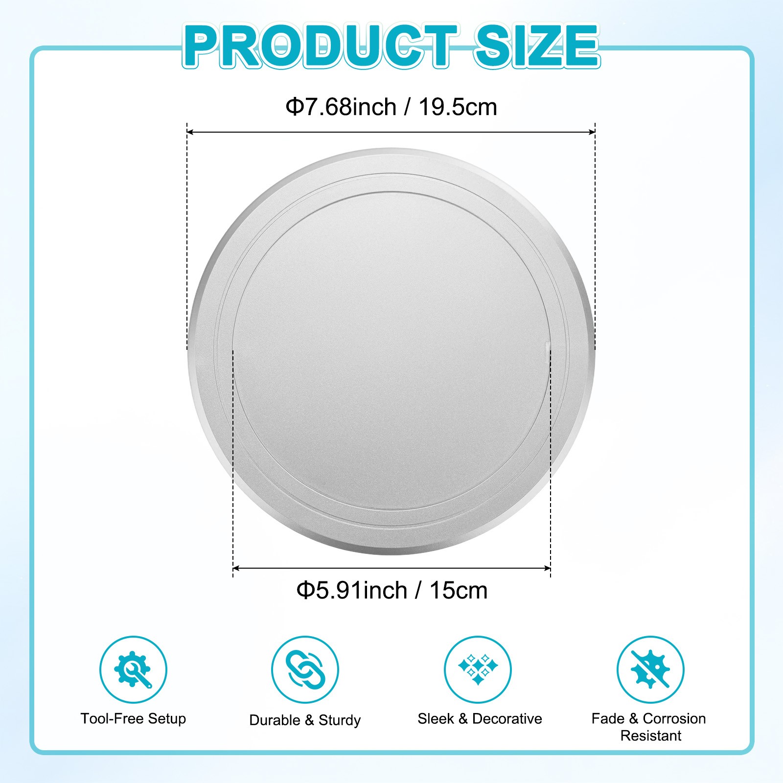 1-Pack Access Panel for Drywall, 6x6 Inch Round Plastic Removable [Silver Tone]