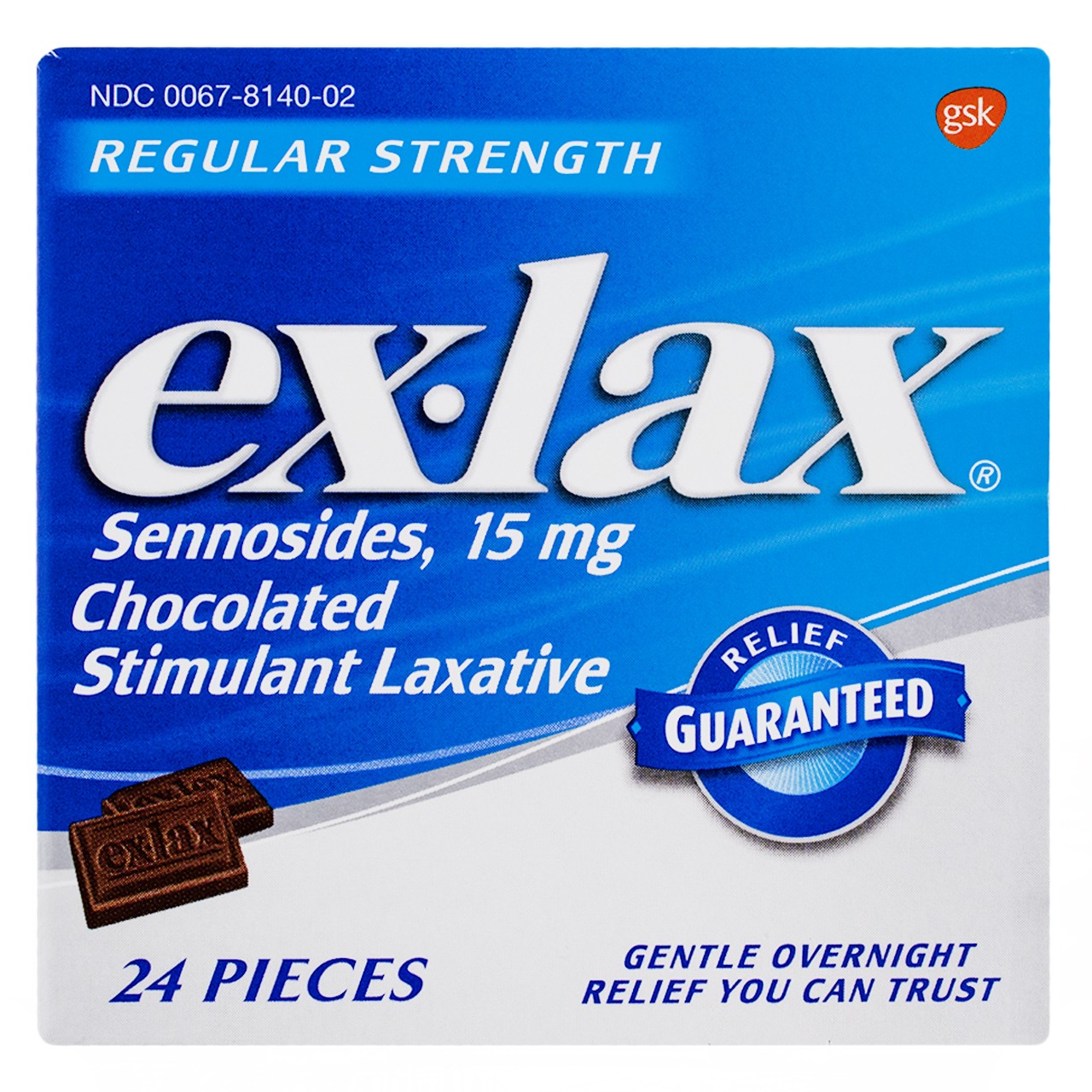4 Pack Ex-Lax Regular Strength Stimulant Laxative Chocolate Pieces, 15 mg, 24 Ct