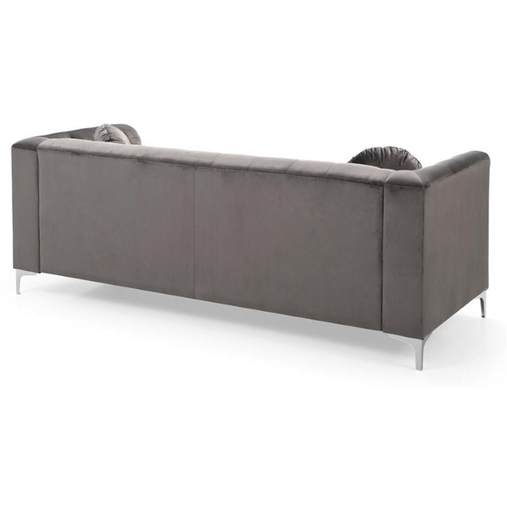 Glory Furniture Pompano Velvet Sofa in Dark Gray