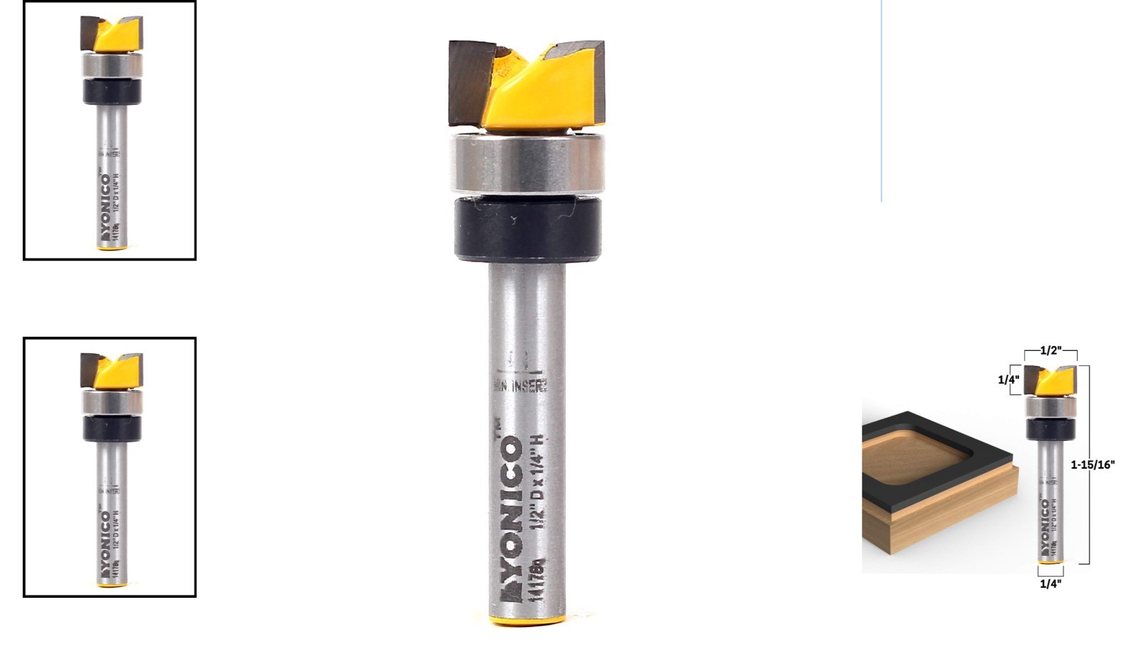 Flush Trim Router Bit 1/2-Inch Diameter & 1/4-Inch Shank for Precision Cuts