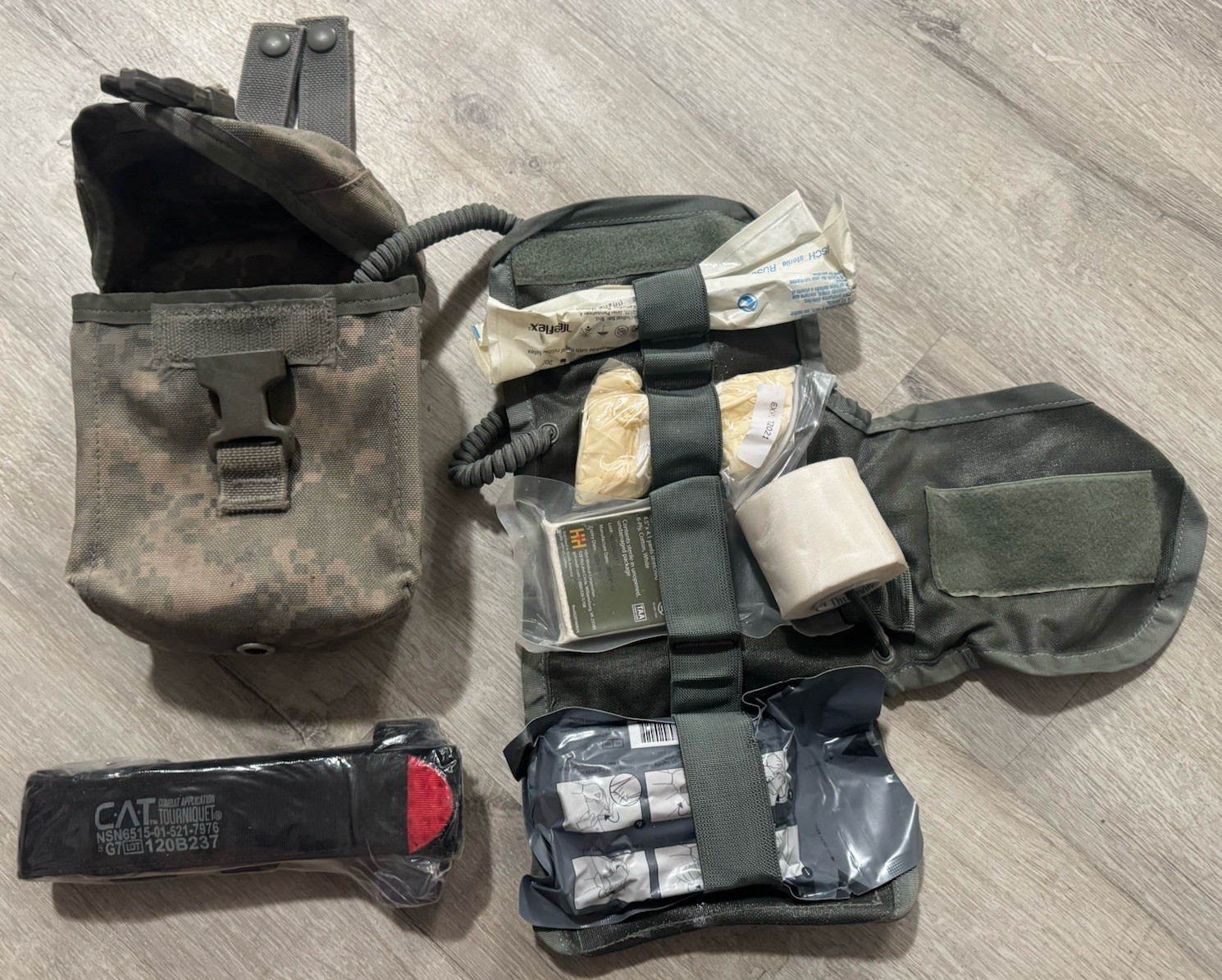 US Army MOLLE IFAK Individual First Aid Kit Pouch ACU w/ Components GWOT
