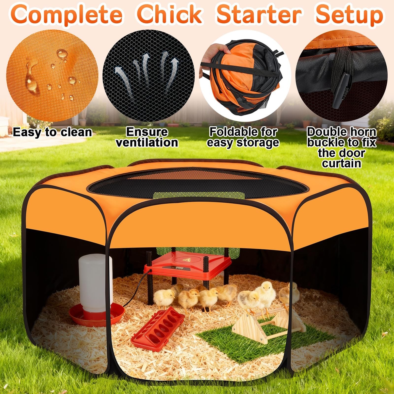 Brooder Box for Chicks Starter Kit, Dual Doors Chicken Brooder Playpen | Incl...