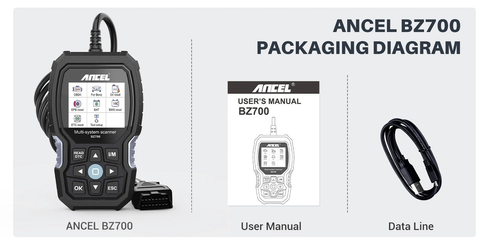 ANCEL BZ700 For Mercedes Benz OBD2 Scanner All System Diagnostic Car Code Reader