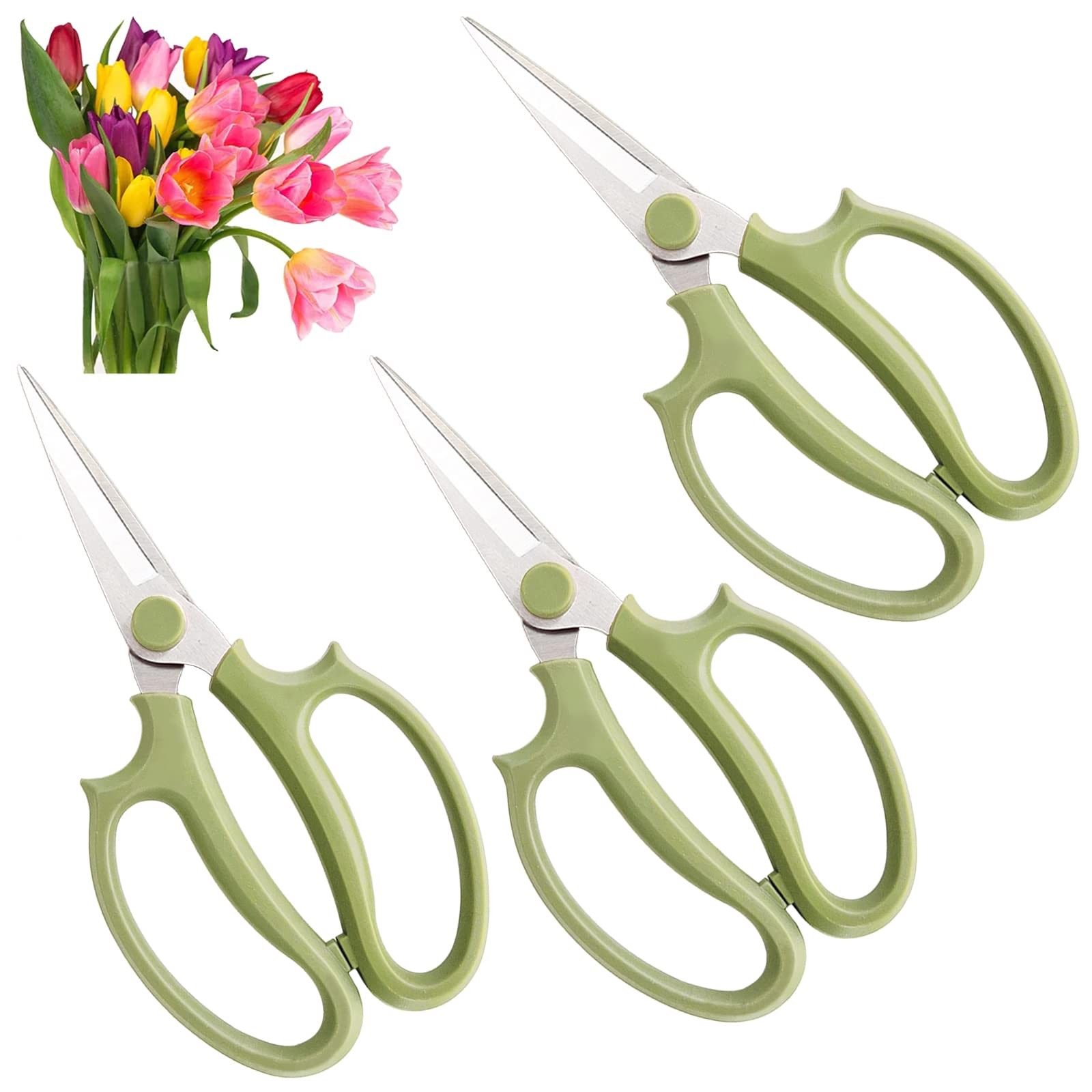 3Pcs Garden Flower Scissors,Floral Scissors Pruning Shears,Stainless Steel...