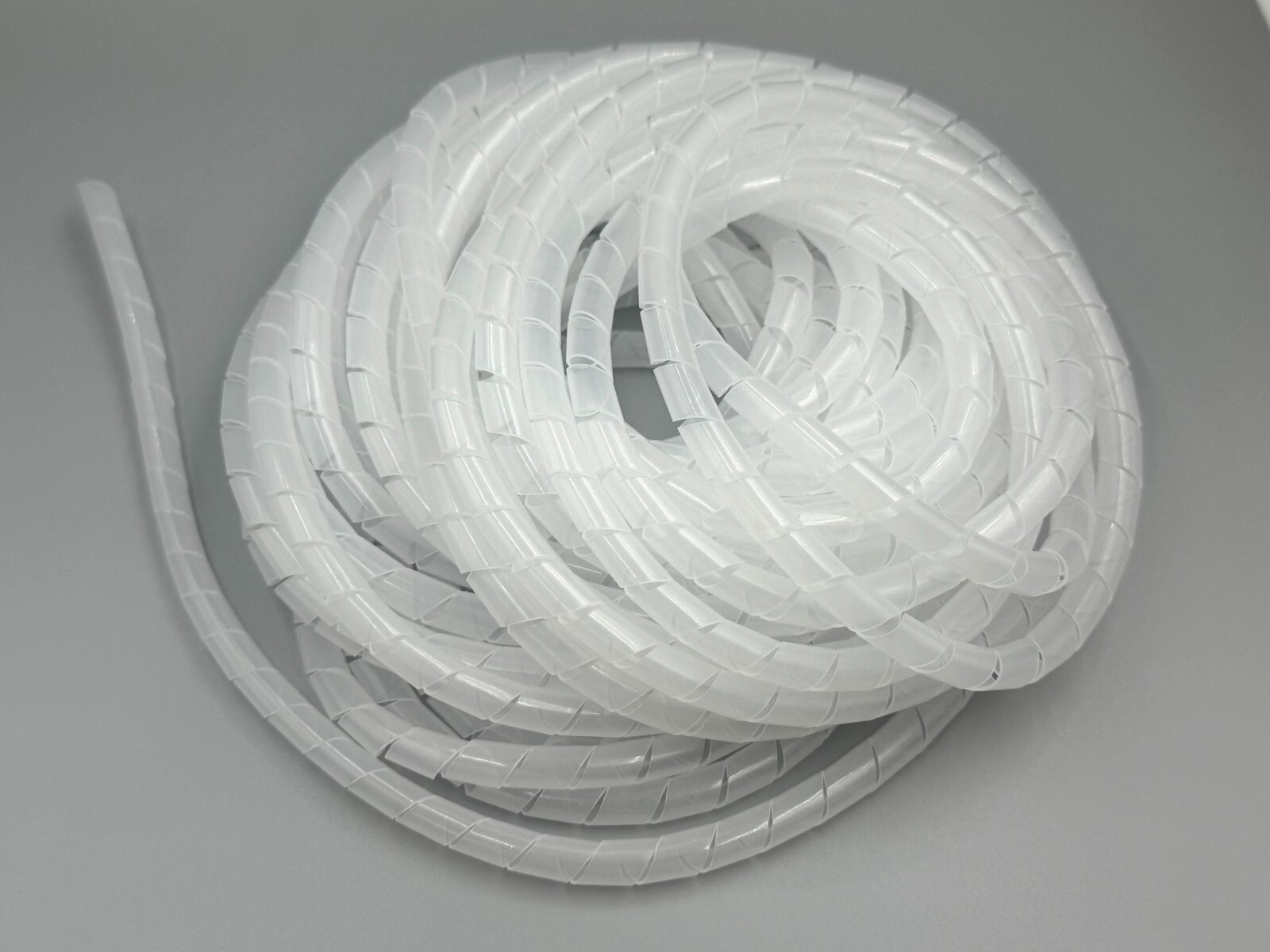 1/4" (6mm) Dia x 50 ft long Spiral Cable protective wrap sheath 20mil white
