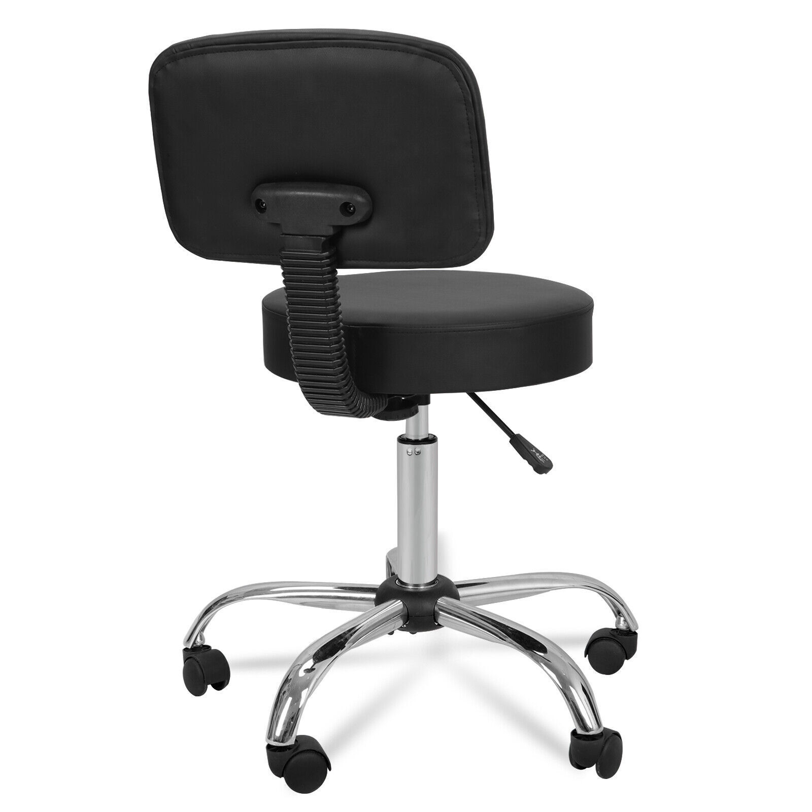Black Rolling Beauty Salon Stool Chair Adjustable Hydraulic Swivel Spa W/Back 5X