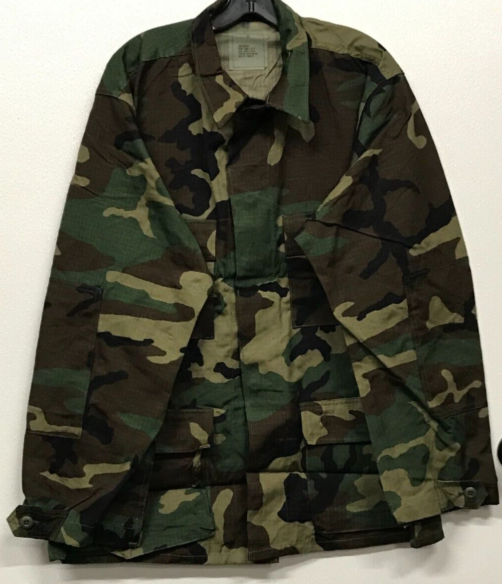 Woodland 4 Pocket BDU Shirt 100% Cotton RipStop Large Reg USGI w MFG Defect NOS