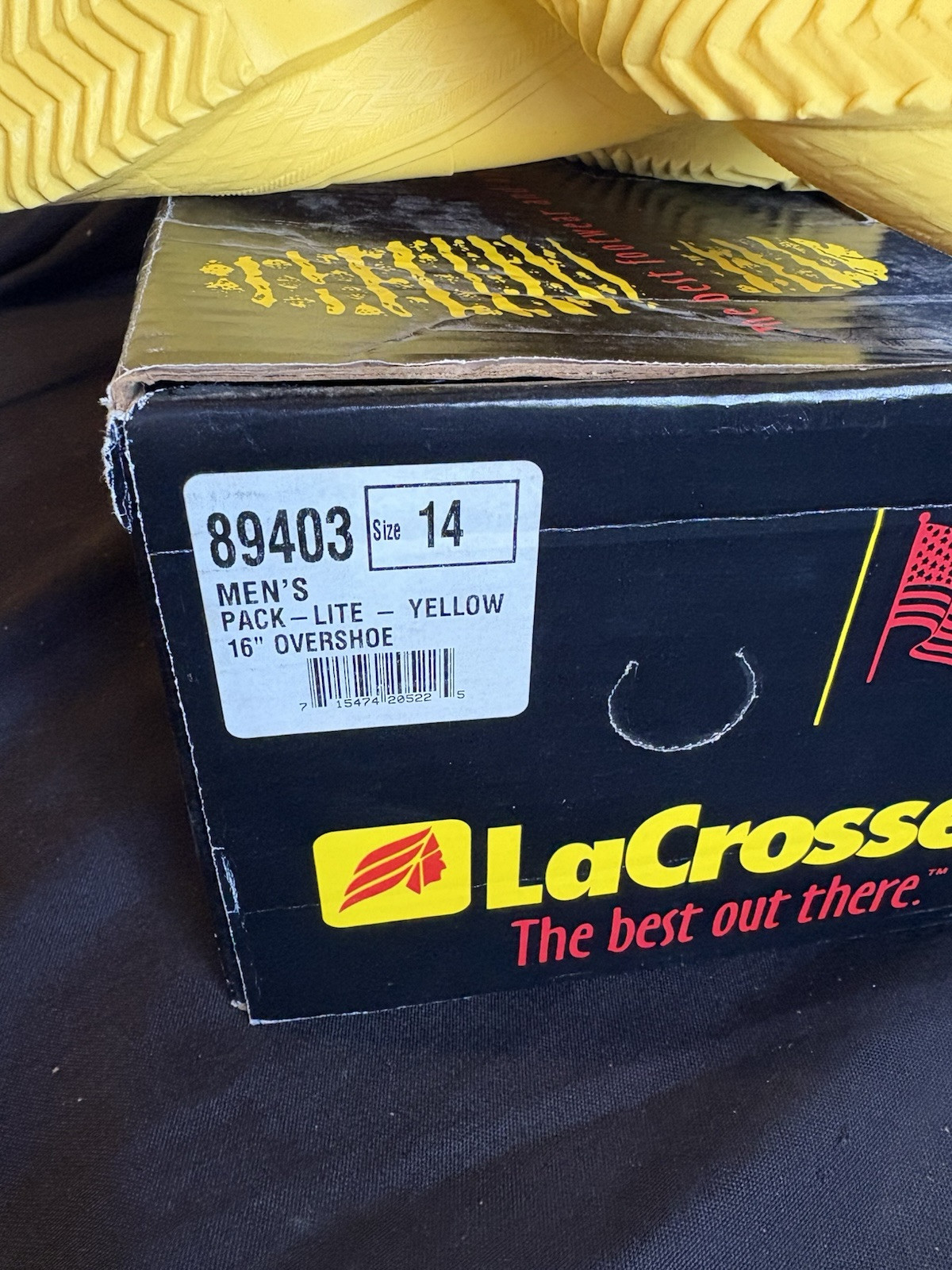 In Box LaCrosse yellow Pack Lite Rubber Mens Boots Overshoes Size 14 89403