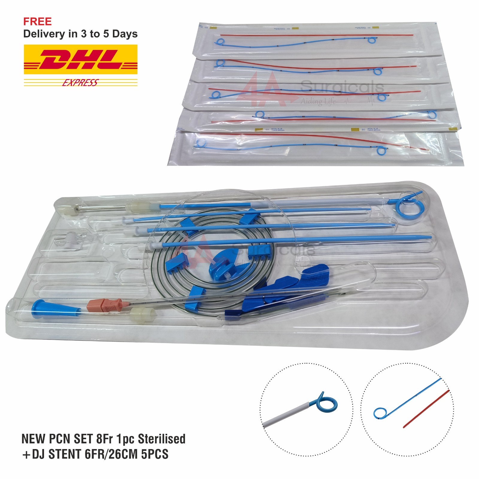 4A NEW PCN SET 8Fr 1pc + Double J 6FR/26CM 5PCS