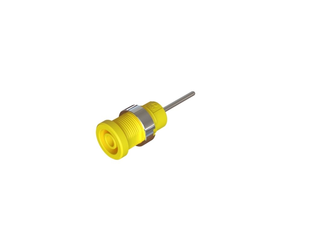 Cal Test CT4397-06-4 - 4mm Sheathed Jack, 1.9x21mm Long Pin, Panel, UL, Yellow