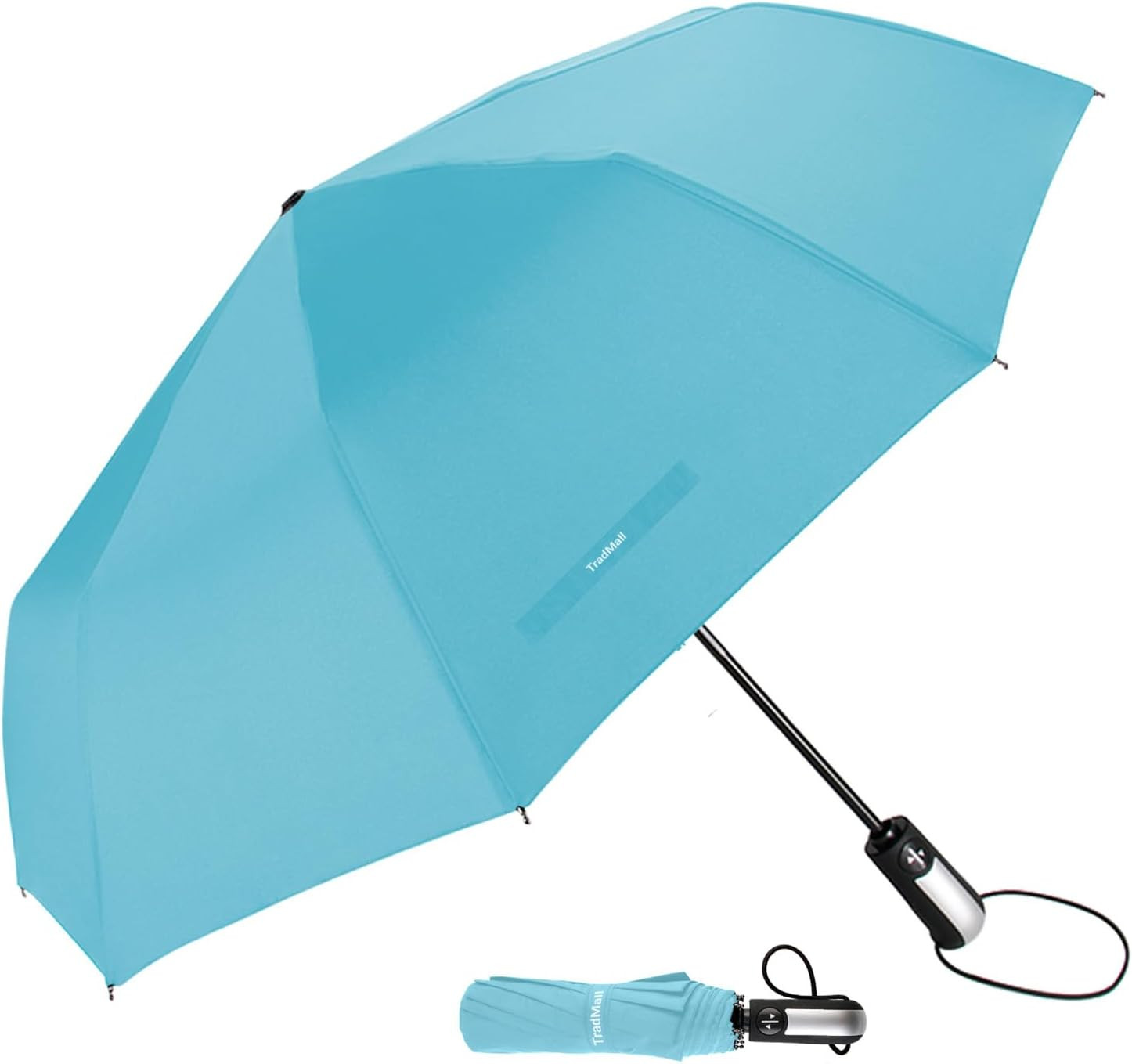 Travel Umbrella Windproof with 46 Inches Large Canopy 10 Reinforced Fiberglass R