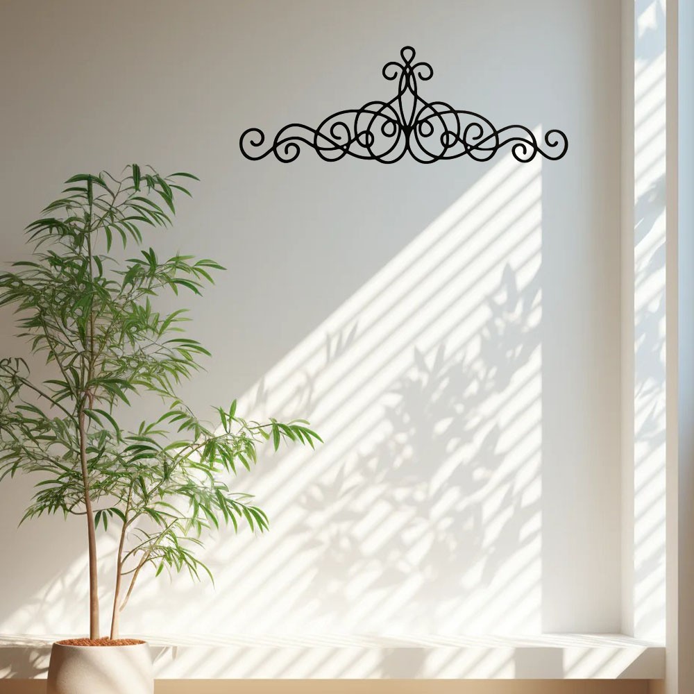 Vintage Ornate Black Wrought Iron Scroll Wall Decor