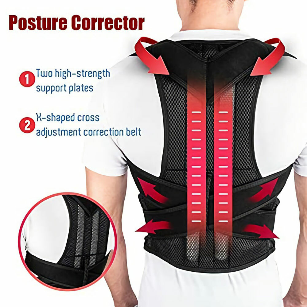 Adjustable Posture Corrector Low Back Support Shoulder Brace Belt for Men Women
