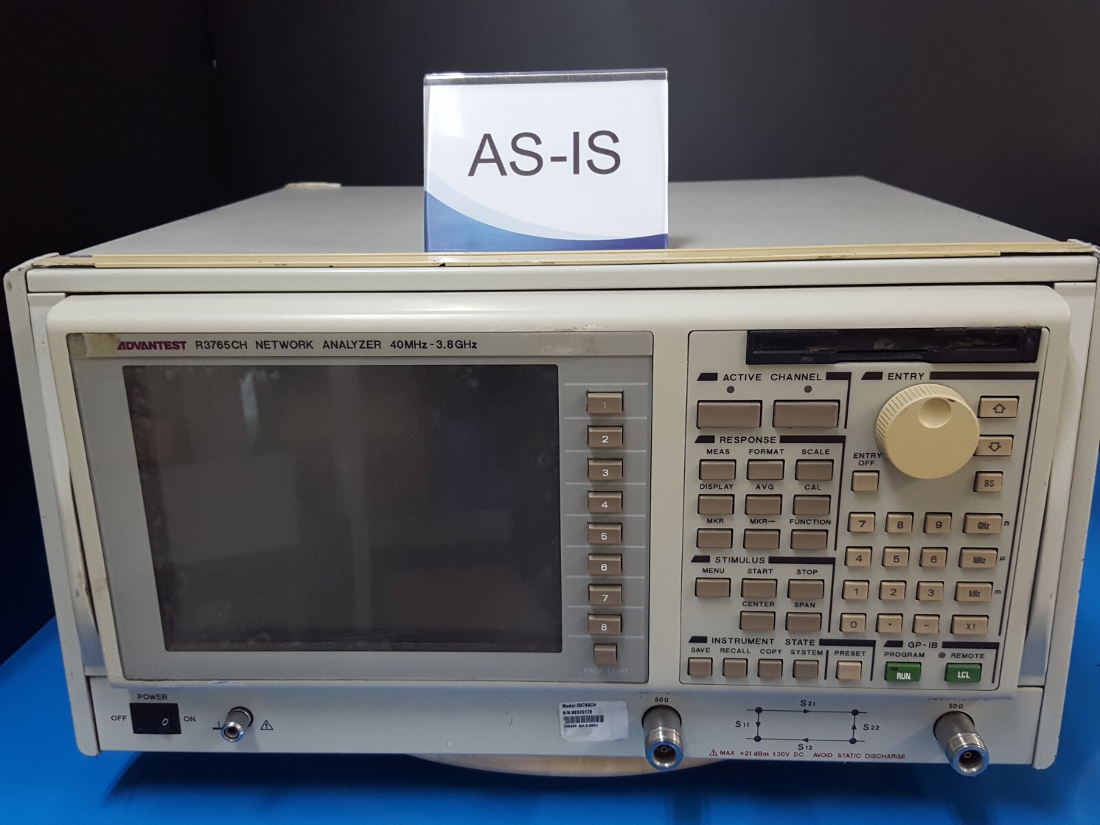 Advantest R3765CH: Network Analyzer, 40MHz-3.8GHz, Not working (0172)