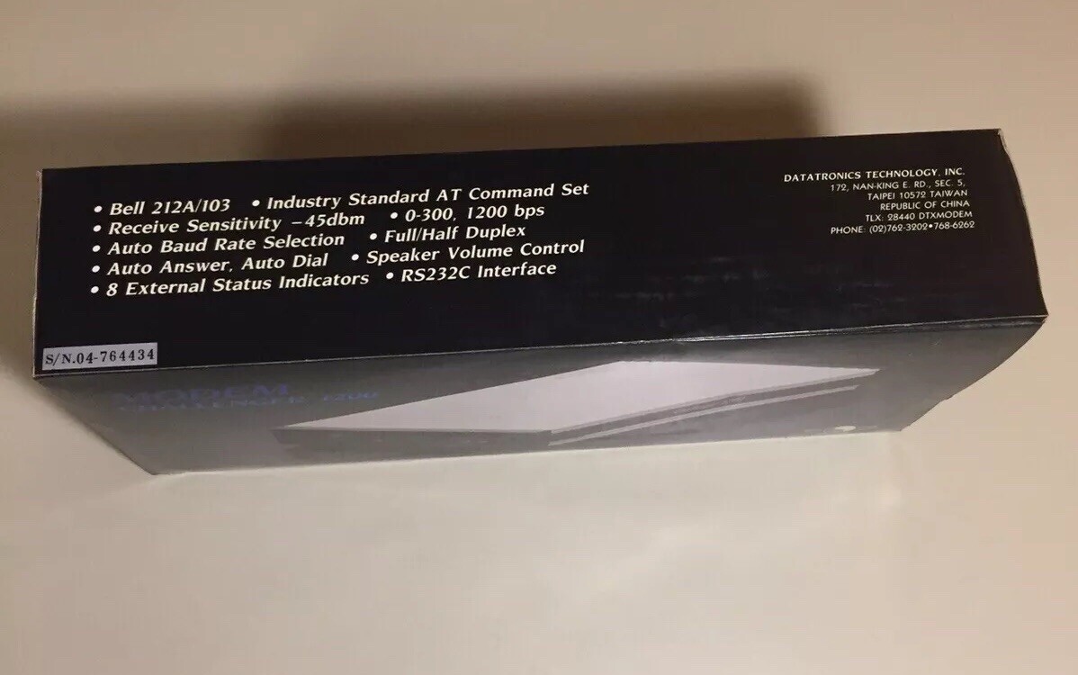 Vintage Datatronics Technology Modem Challenger 1200 Complete In Box