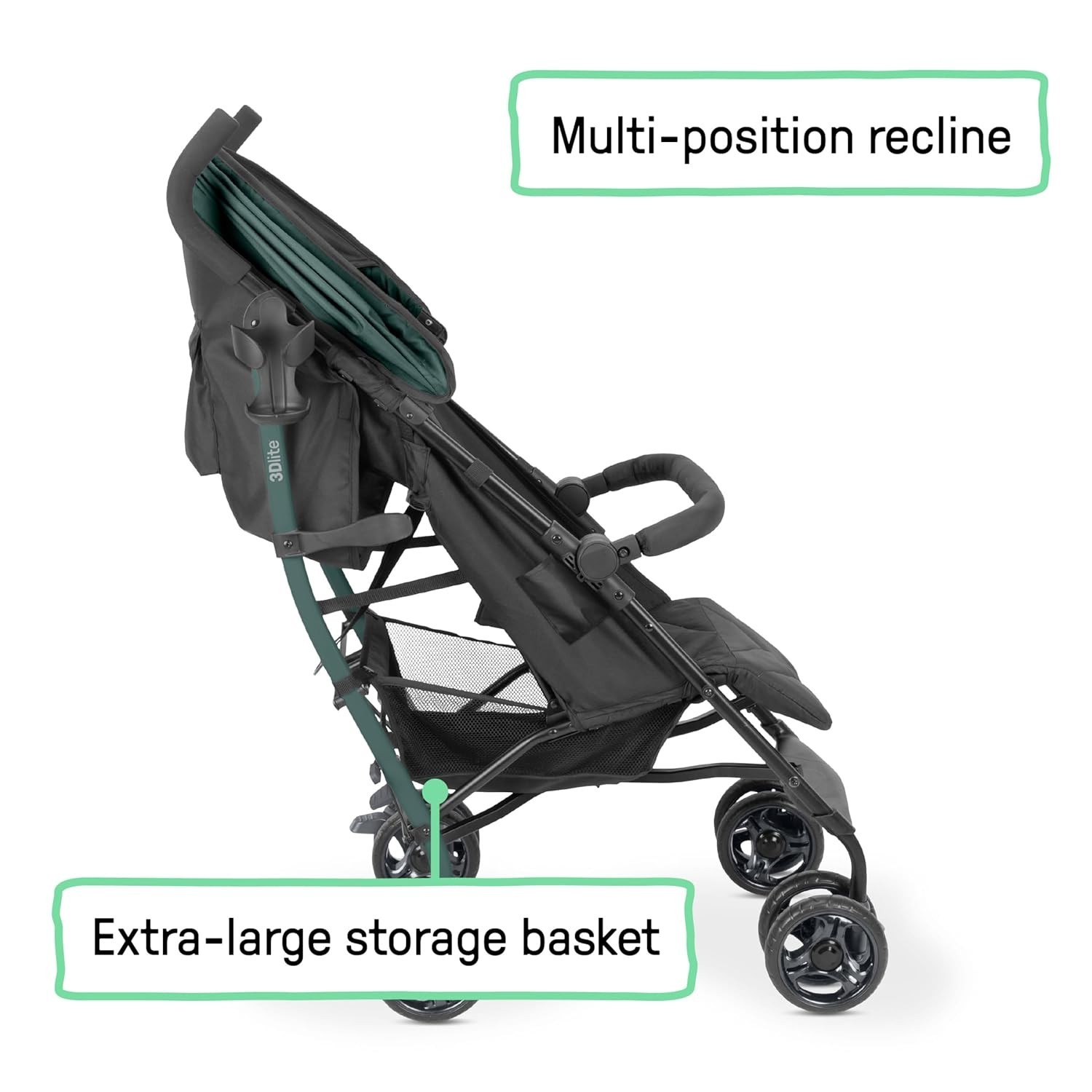 Lightweight Folding Stroller with Car Seat Compatibility & Extra-Large Canopy