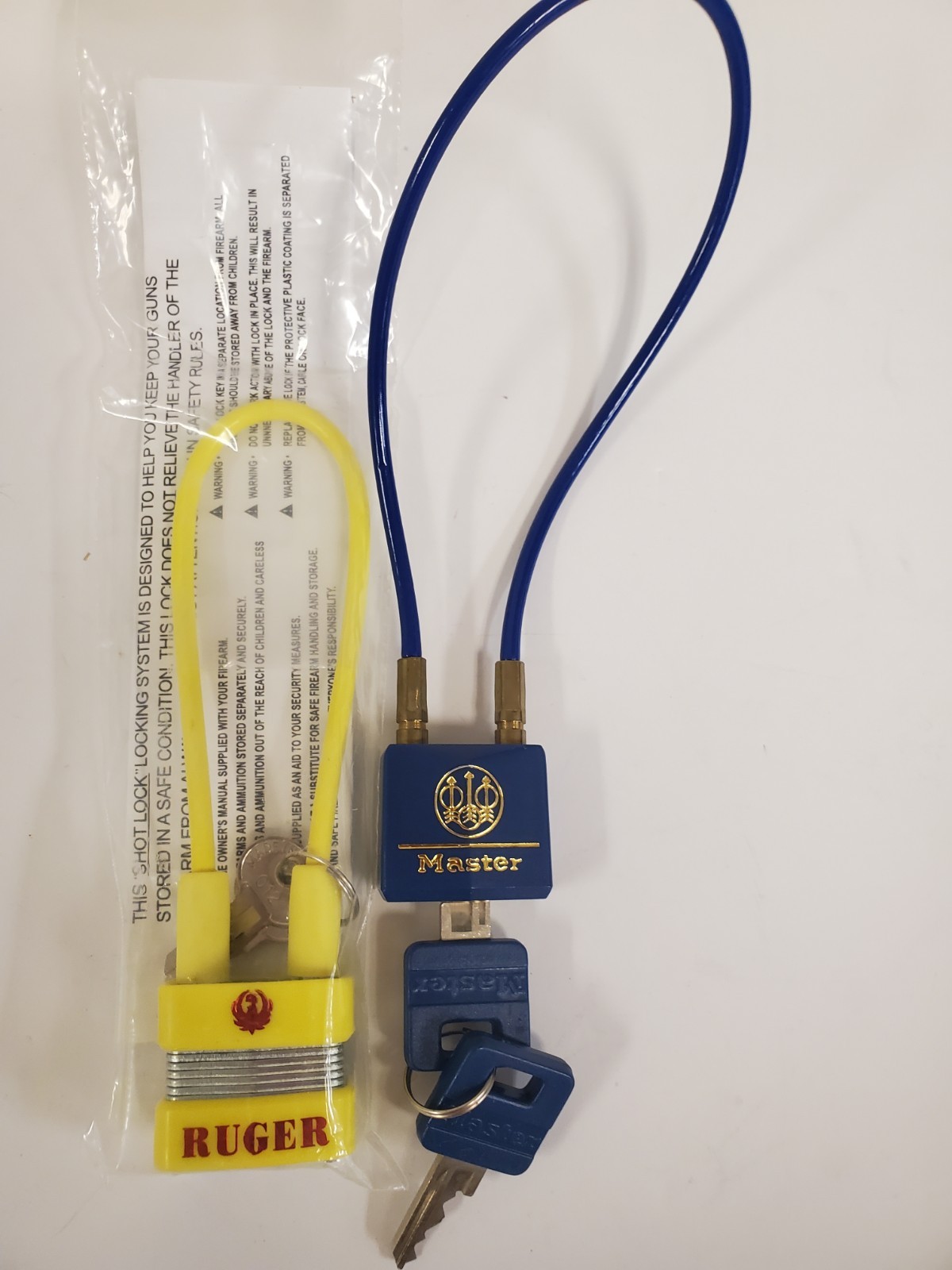 RUGER trigger lock new "shotlock" with keys & 1 Master cable gun lock with keys