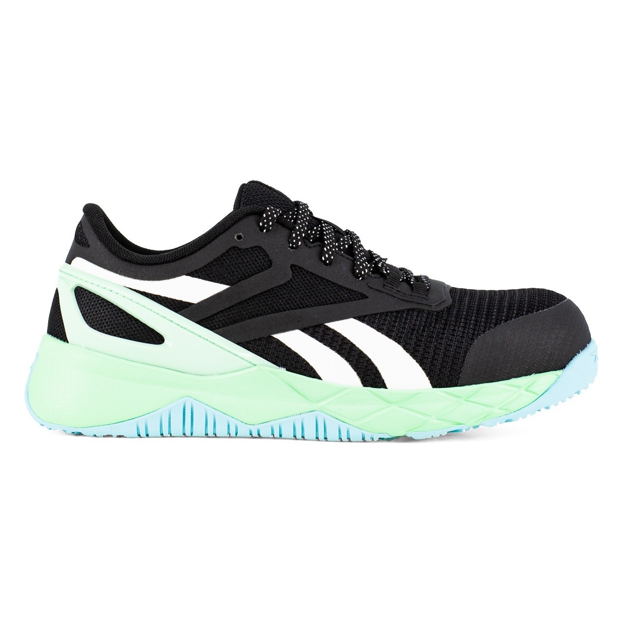Reebok Size 10M Black/Seafoam Green Nanoflex TR Work Athletic Work Shoes D12-2