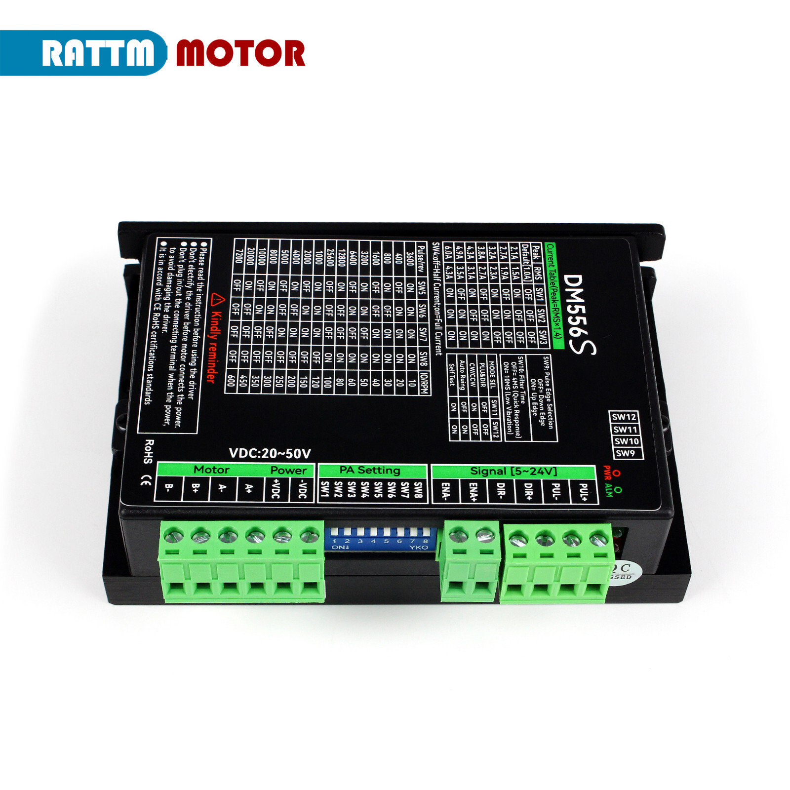 【US】 DM556S Stepper Motor Driver 20-50V DC 256 microstep 1-6A for Nema17/23/34