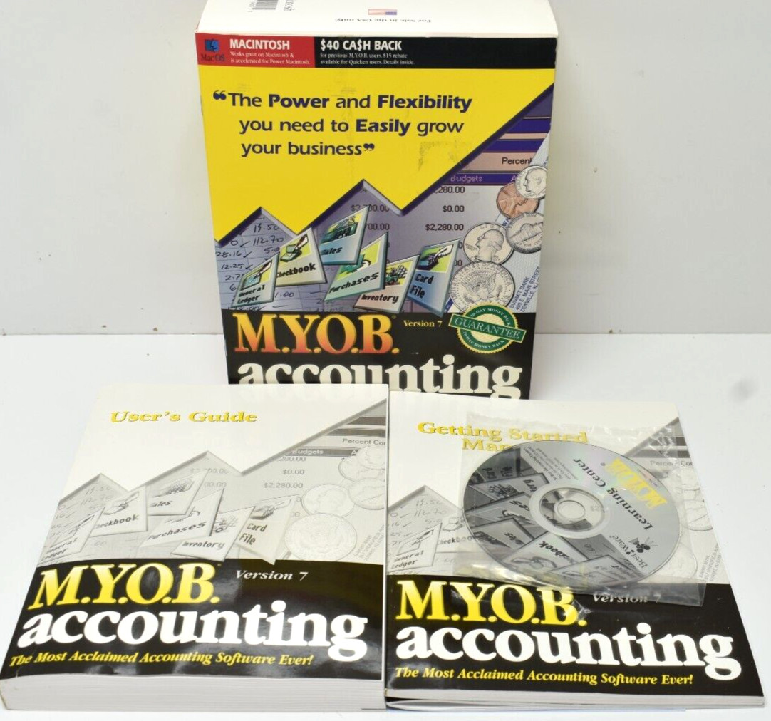 M.Y.O.B Accounting Payroll Software 1996 Macintosh CD-ROM Version 7 New Open Box