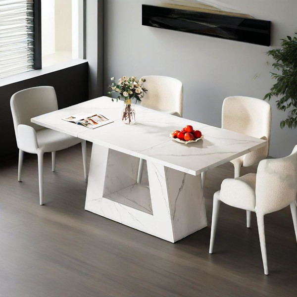 Dining Table Faux Marble Dining Table White Modern Kitchen Table for Dining Room