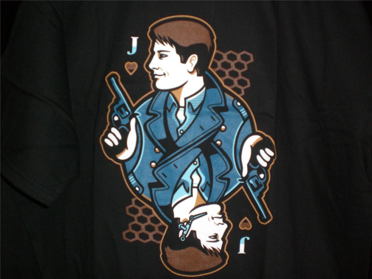 TeeFury Doctor Who XLARGE "Captain Jack of Hearts" Doctor Who Shirt BLACK