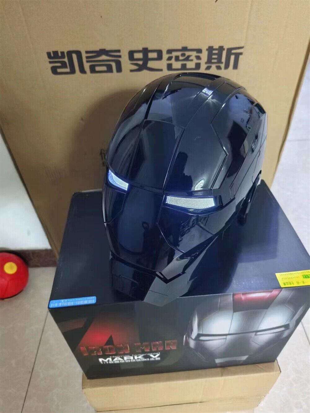 [ All Balck ] AUTOKING Iron Man MK5 Adult Toy Mask Helmet Wearable Voice-control