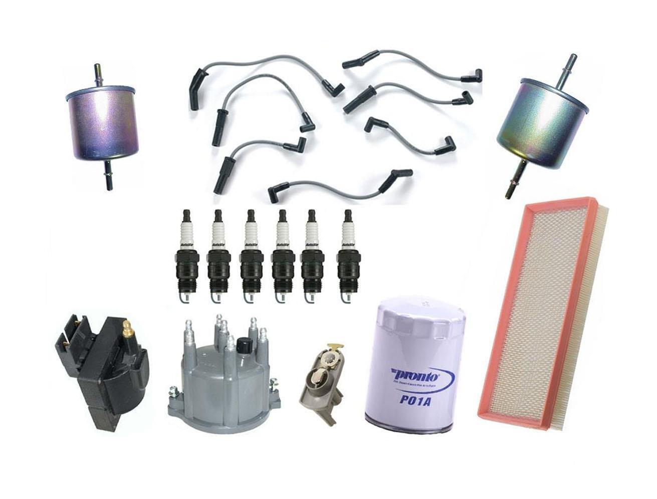 Spark Plugs Wires Distributor Cap Air Gas Oil Filters For Ford F150 4.9L 1989-96