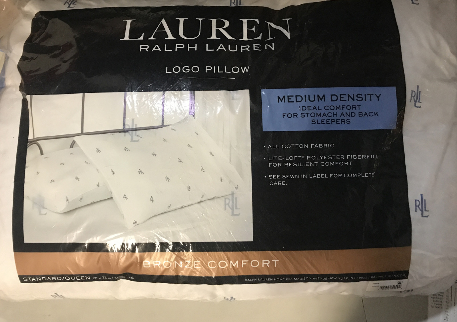 Ralph Lauren Logo Pillow Medium Density standard/ Queen * SEE