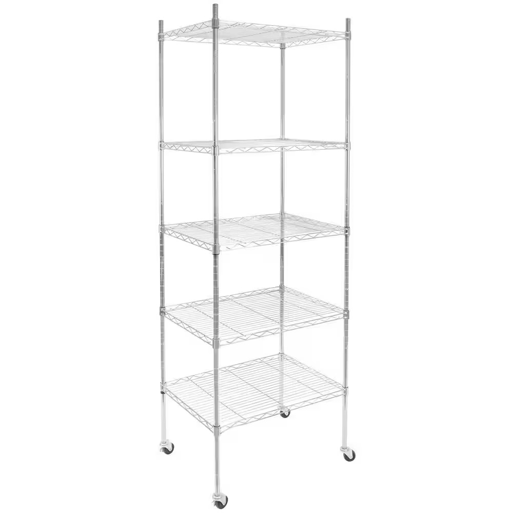 5-Tier Metal Garage Storage Shelving Unit with Chrome 24 In. X 74.25 In. X 18 In