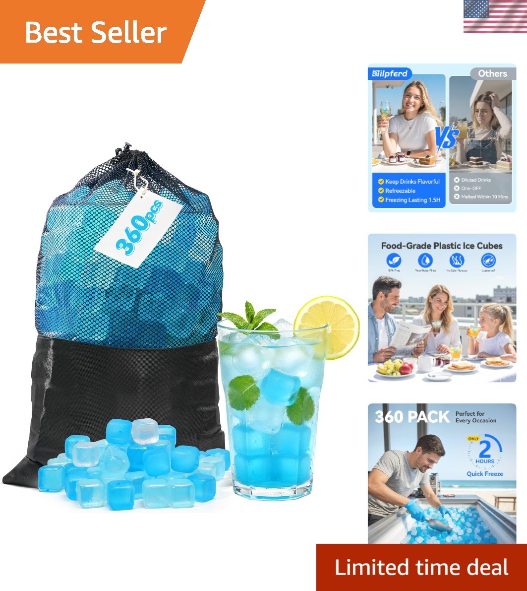 360 Pack Reusable Ice Cubes BPA-Free for Drinks Lunch Coolers Ice Baths