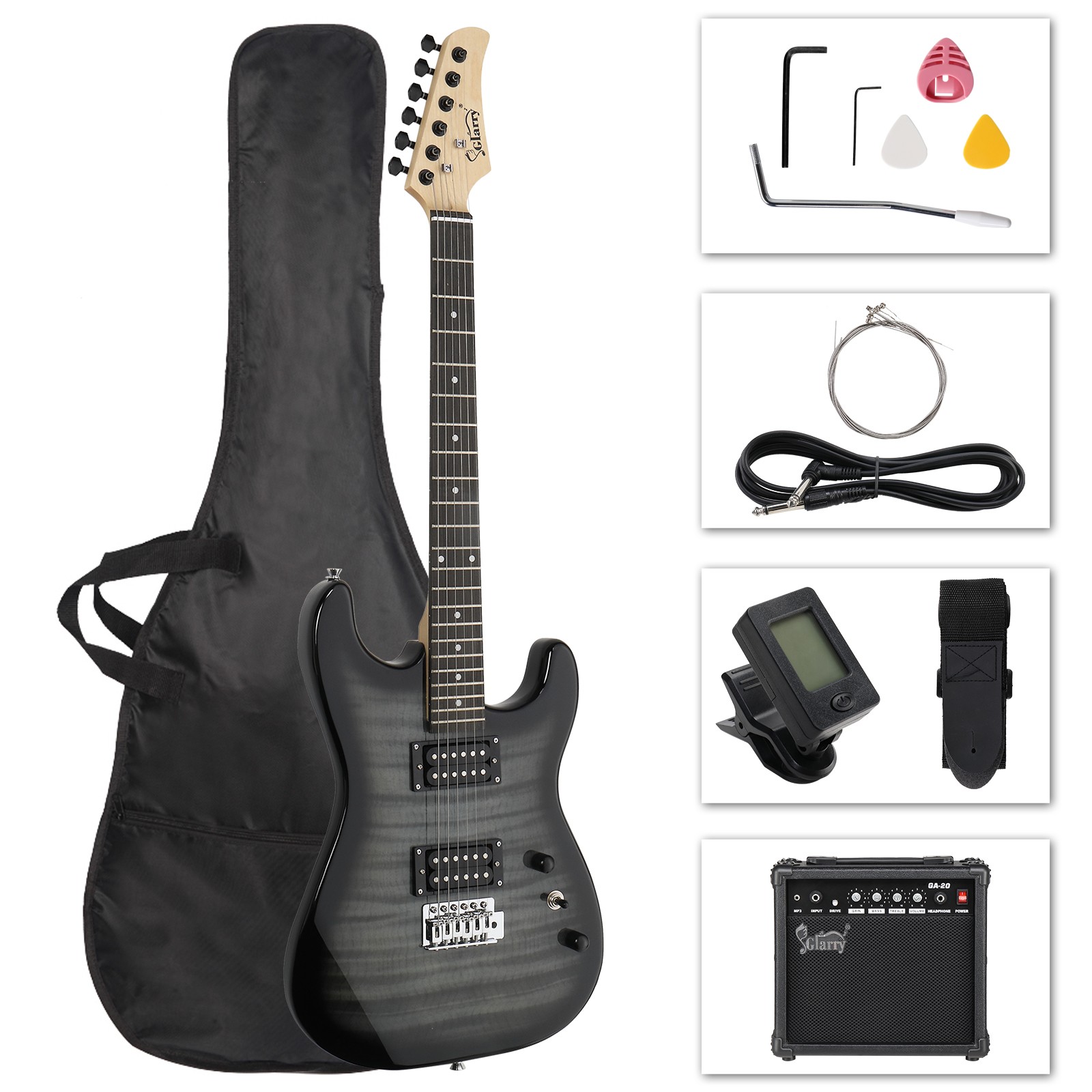 Glarry 39" GST Electric Guitar Beginner Kit Gig Bag 20W AMP for Beginner