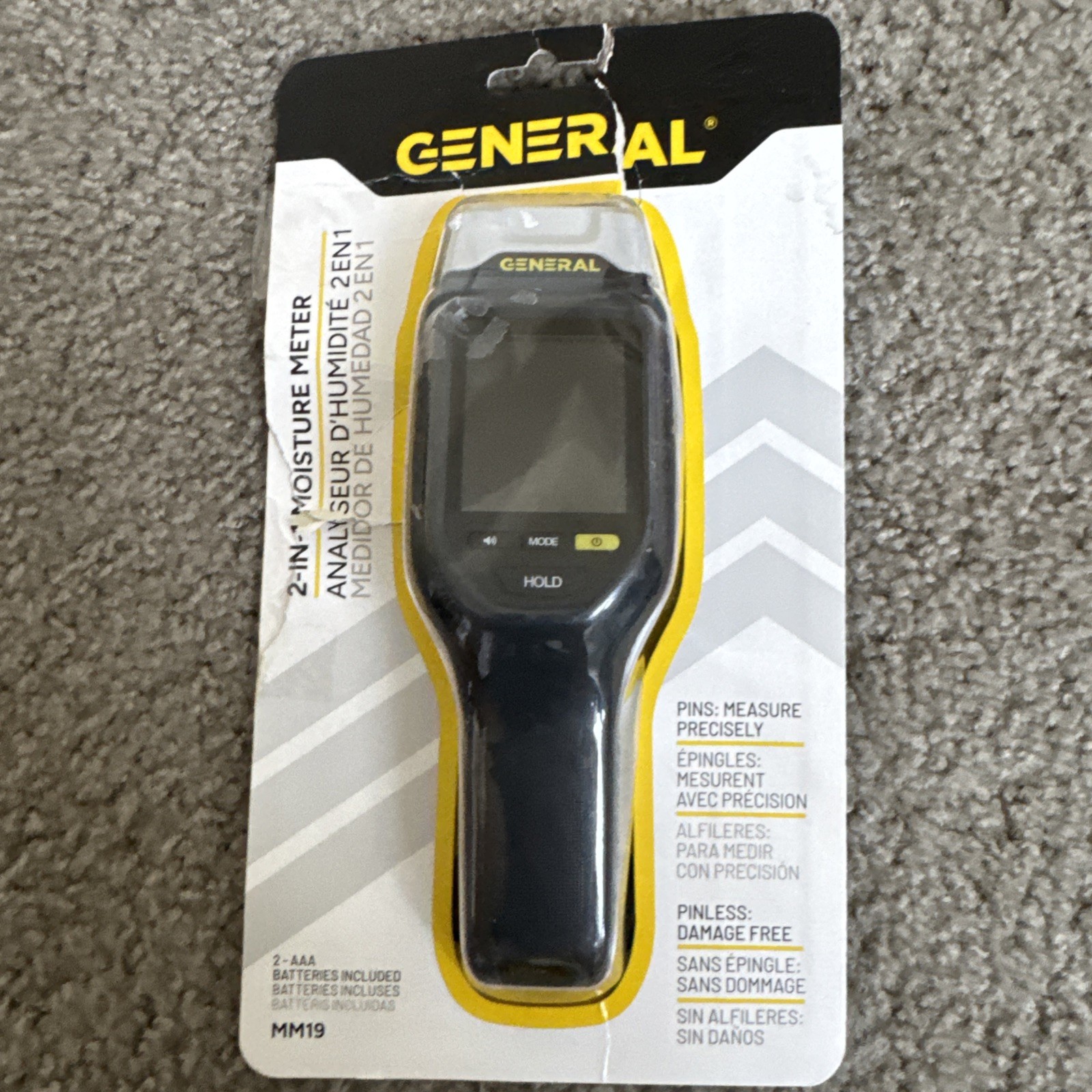 General Tools 2-in-1 Moisture Meter, Backlit, Wood, Drywall, Building Materials