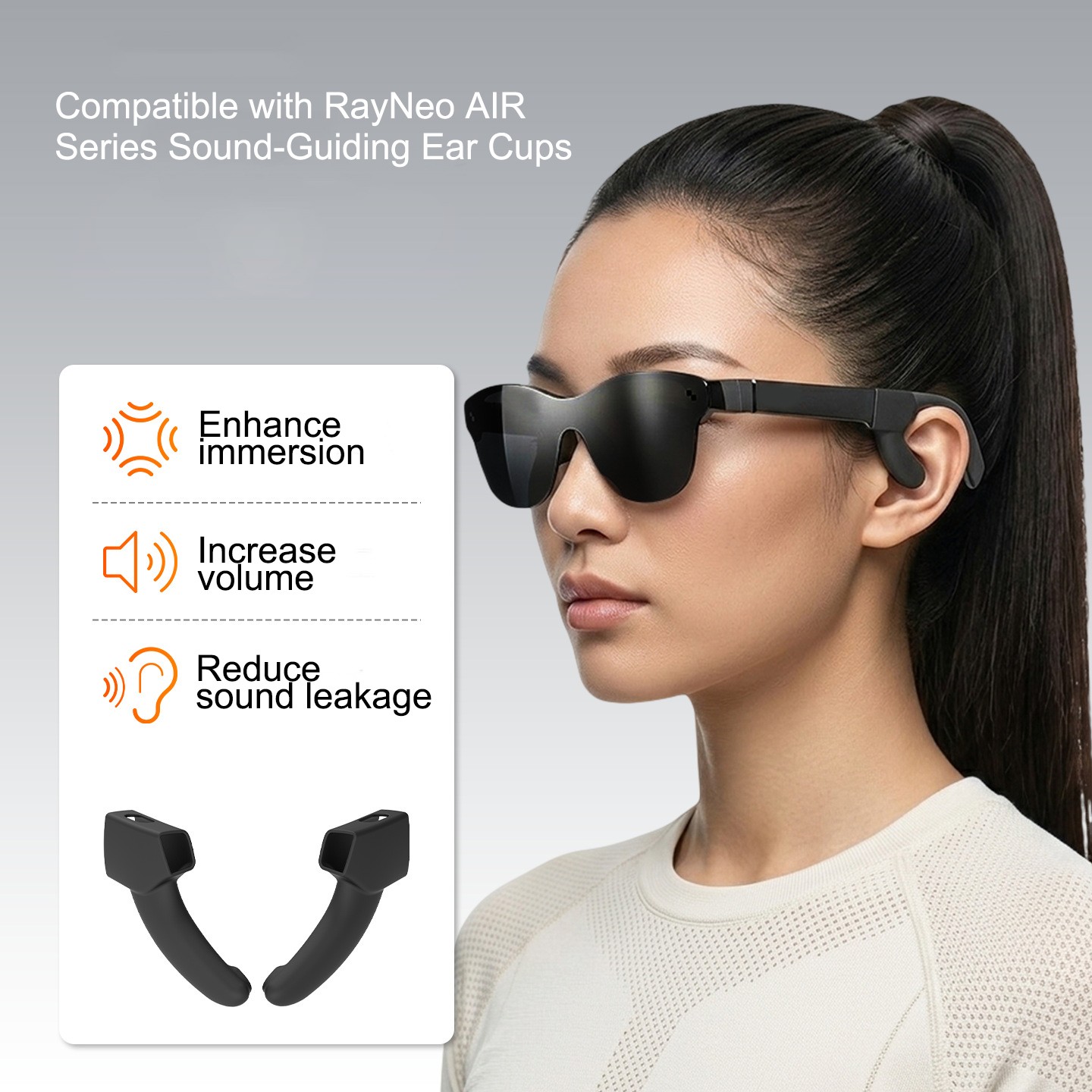 2Pcs Soft Silicone Sound Guiding Earcups for RayNeo Air Series Enhance Immersion