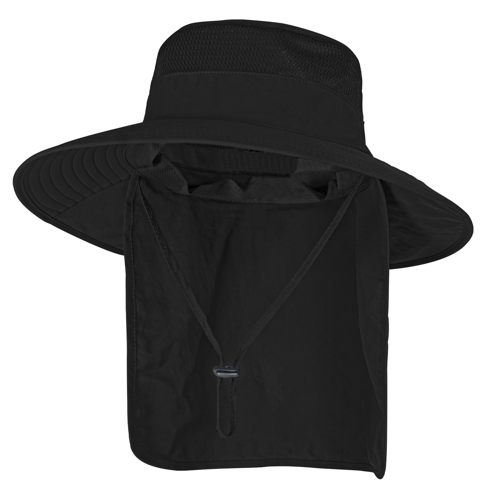 Sun Hats for Men Women Fishing Hat UPF 50+ Breathable Wide 7 1/8-7 7/8, Black